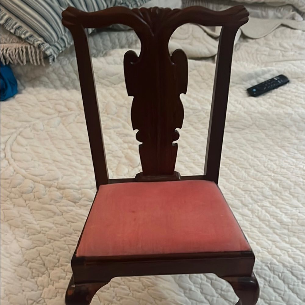 Elegant Wooden doll Chair with Pink Cushion